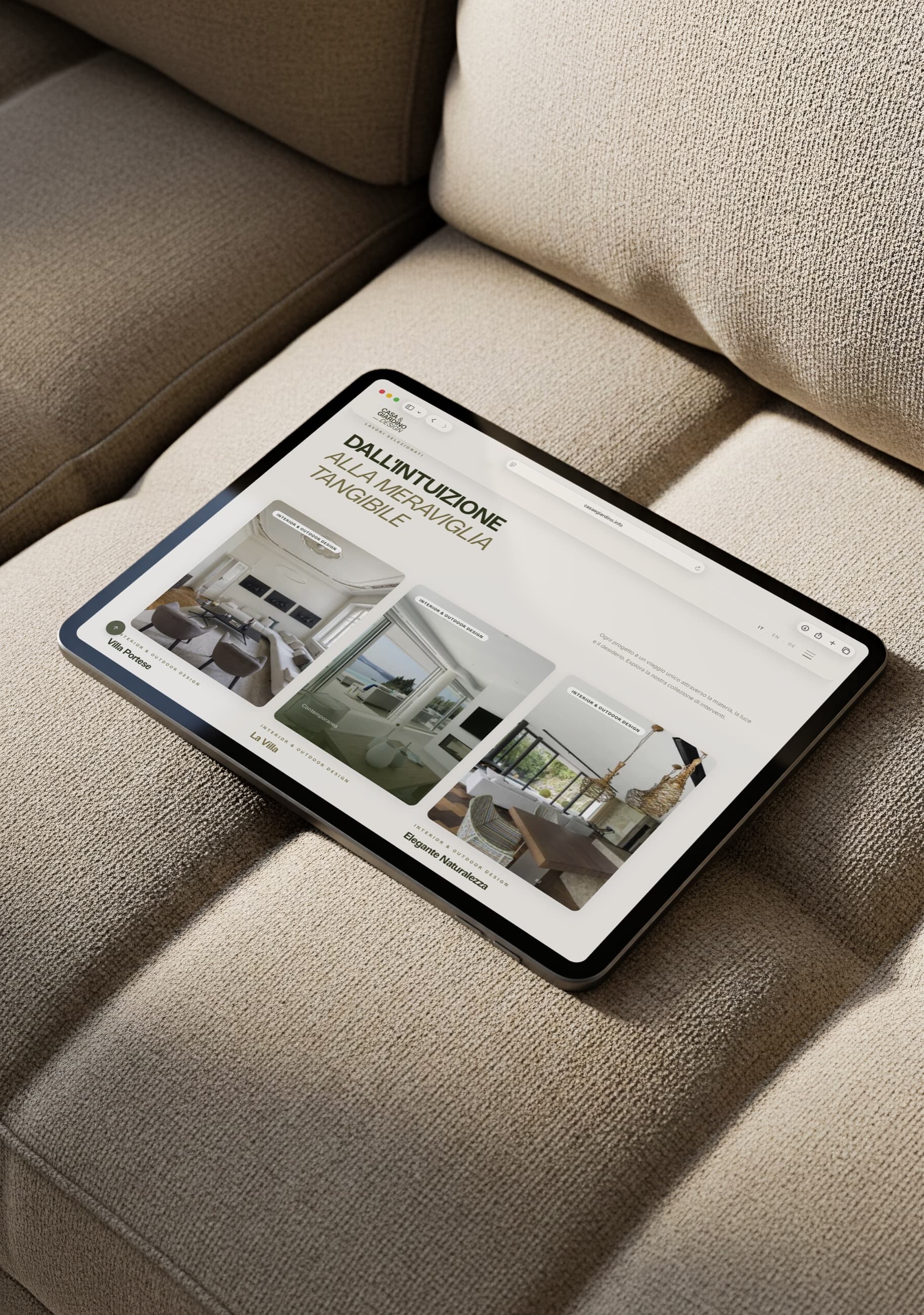 Il sito su tablet, pagina dei progetti