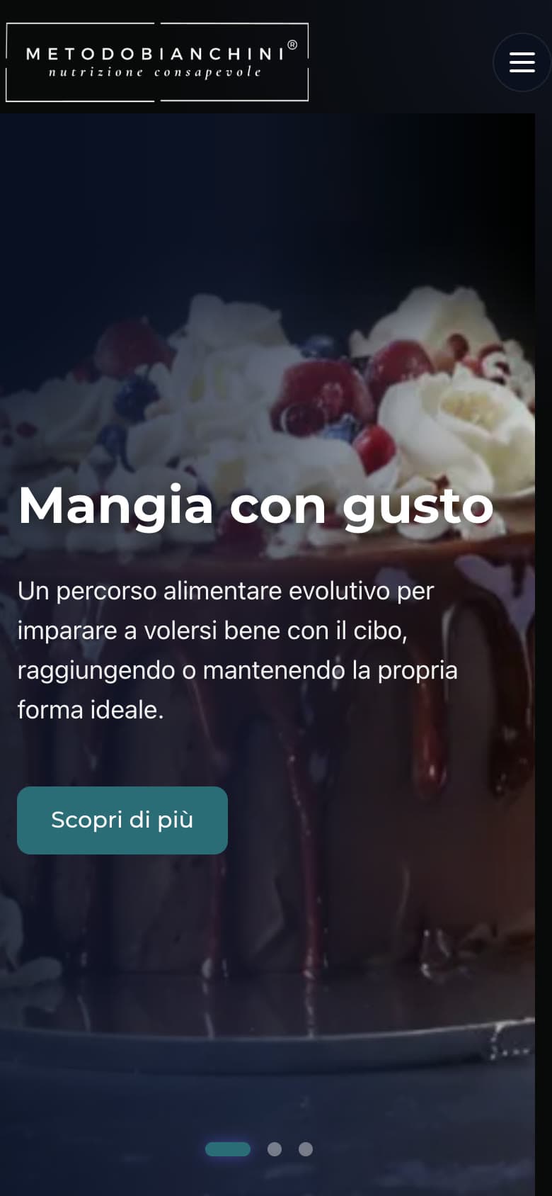 La home del sito su telefono