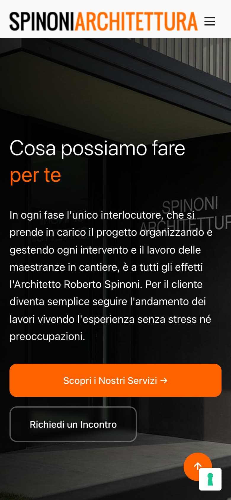 La pagina servizi sul telefono
